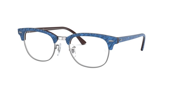 Brillen Ray-Ban Clubmaster RX 5154 (8052) - RB 5154 8052 farbe top wrinkled blue on brown form quadratisch gläser demo lens