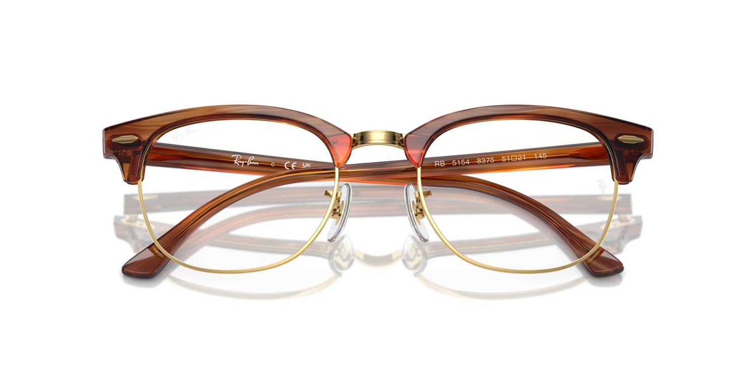 Eyeglasses Ray-Ban Clubmaster RX 5154 (8375) - RB 5154 8375 color striato marrone shape square lenses trasparente