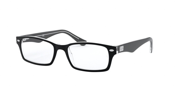 Occhiali da vista Ray-Ban RX 5206 (2034) - RB 5206 2034 colore top black on transparent forma rettangolare lenti demo lens