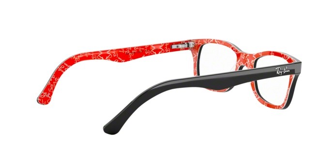 Eyeglasses Ray-Ban RX 5228 (2479) - RB 5228 2479 color top black on texture red shape square lenses demo lens