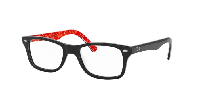Eyeglasses Ray-Ban RX 5228 (2479) - RB 5228 2479 color top black on texture red shape square lenses demo lens