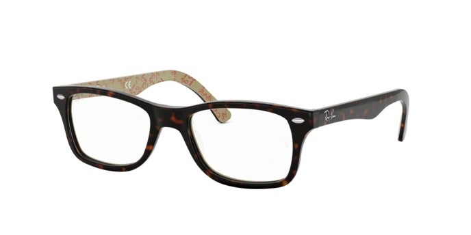 Brillen Ray-Ban RX 5228 (5057) - RB 5228 5057 farbe top dark havana on beige text form quadratisch gläser demo lens