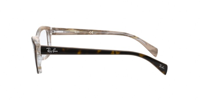 Brillen Ray-Ban (51) RX 5255 (5075) - RB 5255 5075 farbe top havana on transparen beige form quadratisch gläser demo lens