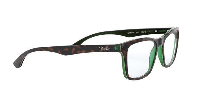 Brillen Ray-Ban RX 5279 (5974) - RB 5279 5974 farbe top brown oh havana green tras form quadratisch gläser demo lens