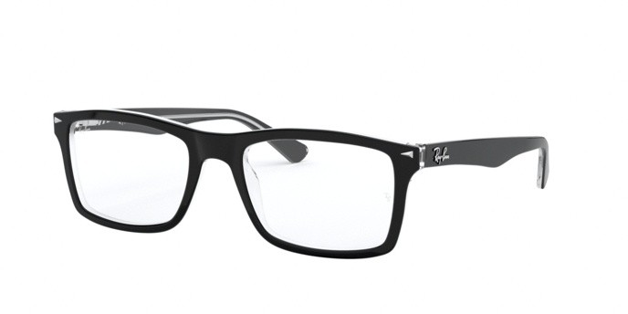 Eyeglasses Ray-Ban RX 5287 (2034) - RB 5287 2034 color top black on transparent shape square lenses demo lens