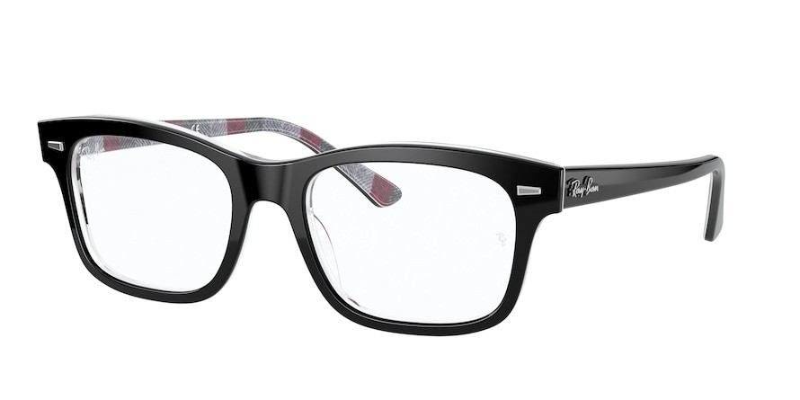 Occhiali da vista Ray-Ban Mr Burbank RX 5383 (8089) - RB 5383 8089 colore black on chevron grey/burgundy forma rettangolare lenti demo lens