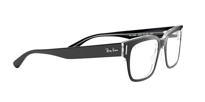 Brillen Ray-Ban Jeffrey RX 5388 (2034) - RB 5388 2034 farbe top black on transparent form quadratisch gläser demo lens