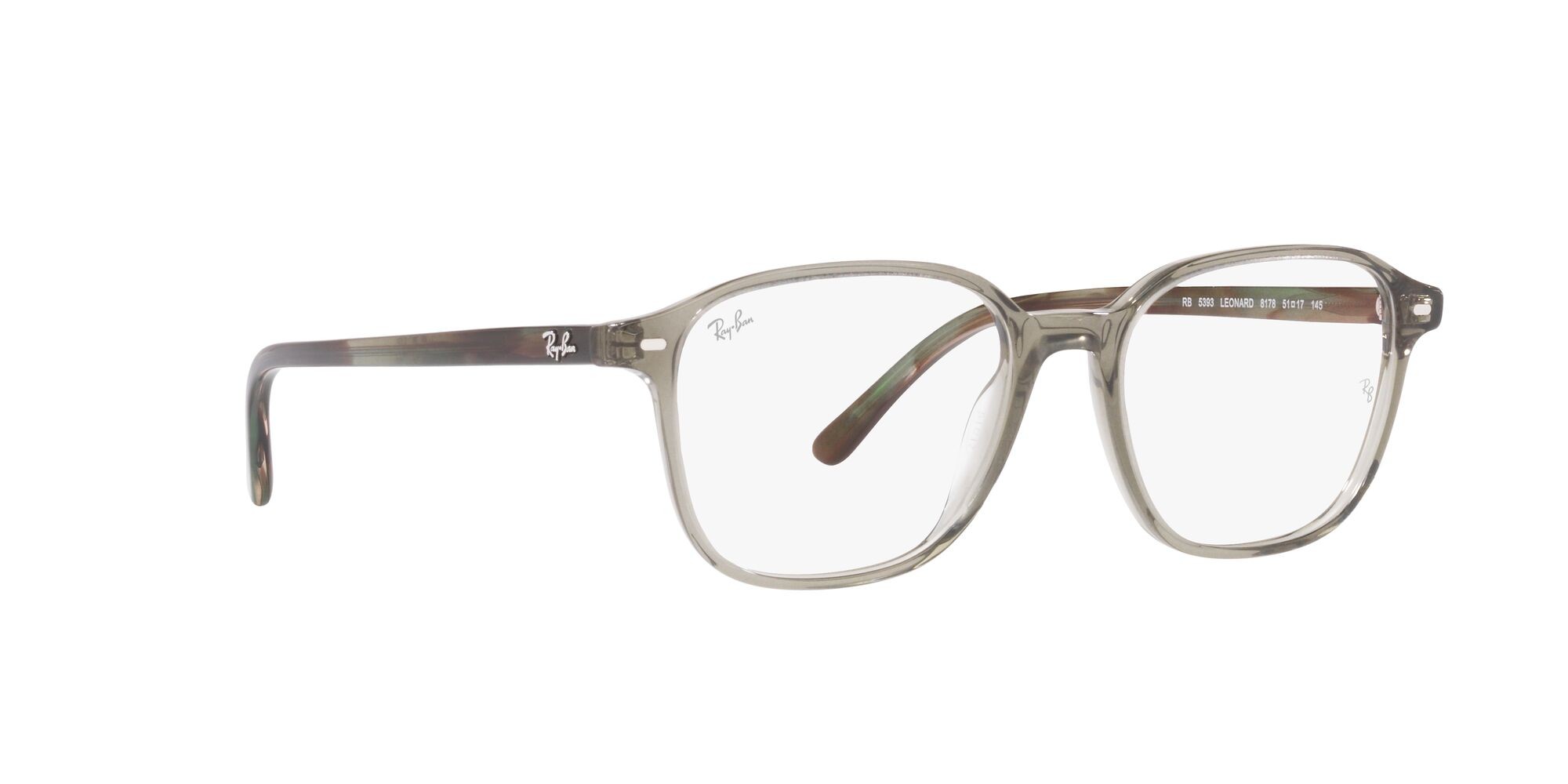 Occhiali da vista Ray-Ban Leonard RX 5393 (8178) - RB 5393 8178 colore verde trasparente forma quadrato lenti lente demo