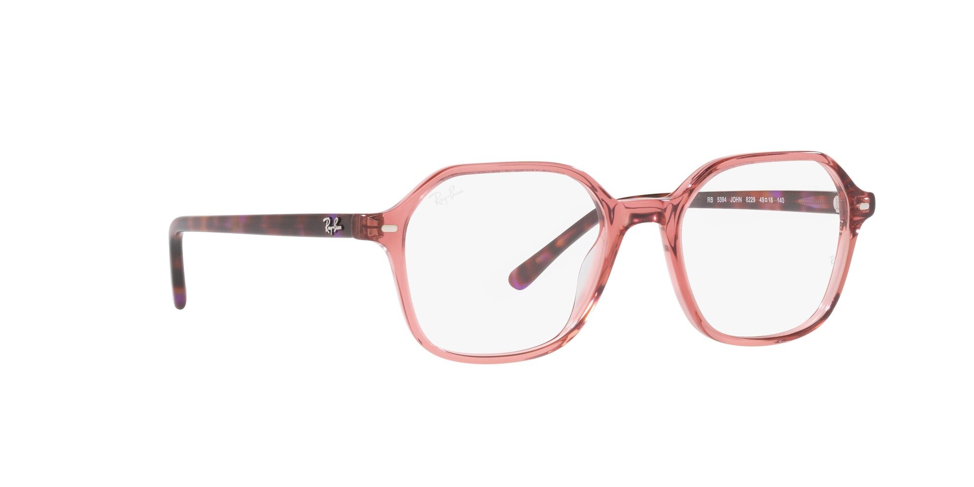 Brillen Ray-Ban John RX 5394 (8229) - RB 5394 8229 farbe rosa trasparente form quadratisch gläser lente demo