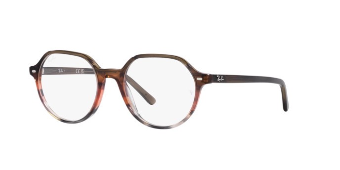 Brillen Ray-Ban Thalia RX 5395 (8251) - RB 5395 8251 farbe rosso e marrone a strisce form quadratisch gläser trasparente