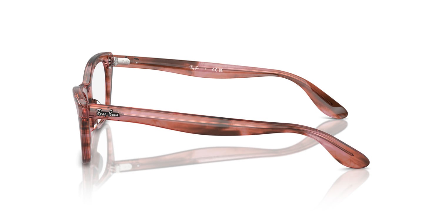 Eyeglasses Ray-Ban Lady Burbank RX 5499 (8363) - RB 5499 8363 color striato rosa shape cat eye lenses trasparente