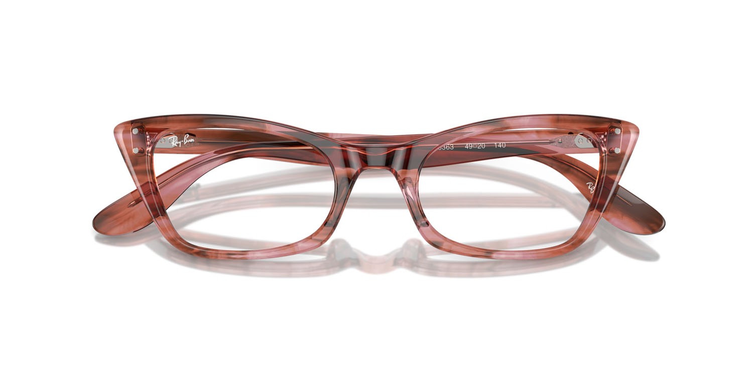 Eyeglasses Ray-Ban Lady Burbank RX 5499 (8363) - RB 5499 8363 color striato rosa shape cat eye lenses trasparente