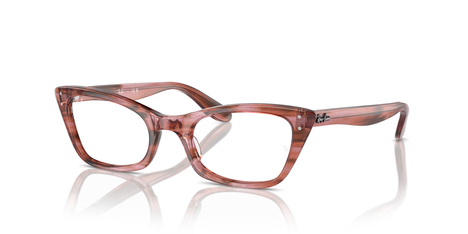 Eyeglasses Ray-Ban Lady Burbank RX 5499 (8363) - RB 5499 8363 color striato rosa shape cat eye lenses trasparente