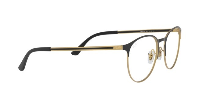 Eyeglasses Ray-Ban RX 6375 (3051) - RB 6375 3051 color matt black on rubber gold shape pantos lenses demo lens