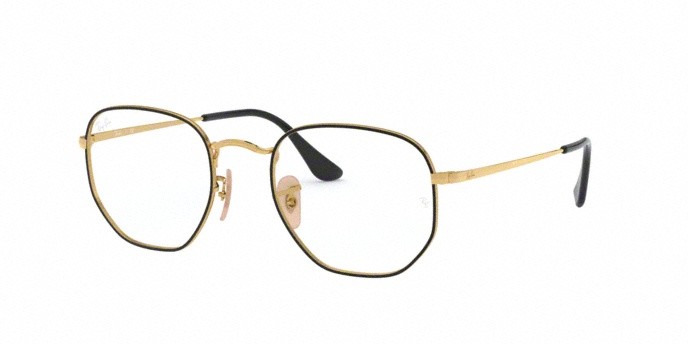 Brillen Ray-Ban Hexagonal RX 6448 (2991) - RB 6448 2991 farbe top black on gold form unregelmäßig gläser demo lens