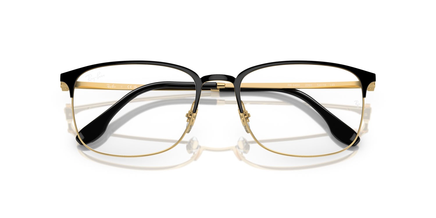 Eyeglasses Ray-Ban RX 6494 (2991) - RB 6494 2991 color nero su oro shape square lenses trasparente