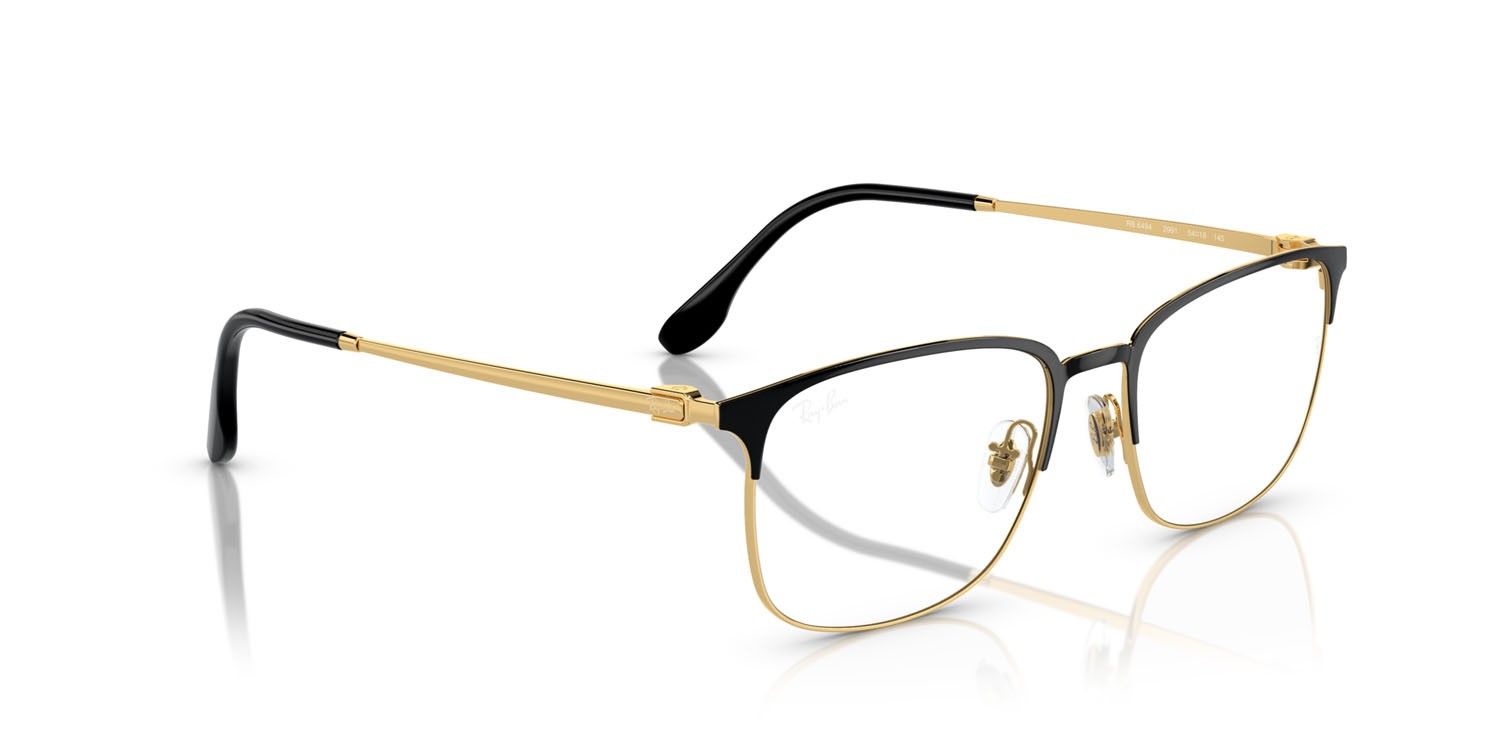 Eyeglasses Ray-Ban RX 6494 (2991) - RB 6494 2991 color nero su oro shape square lenses trasparente