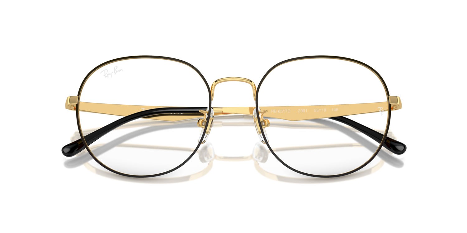 Occhiali da vista Ray-Ban RX 6517D (2991) - RB 6517D 2991 colore nero su oro forma pantos lenti trasparente