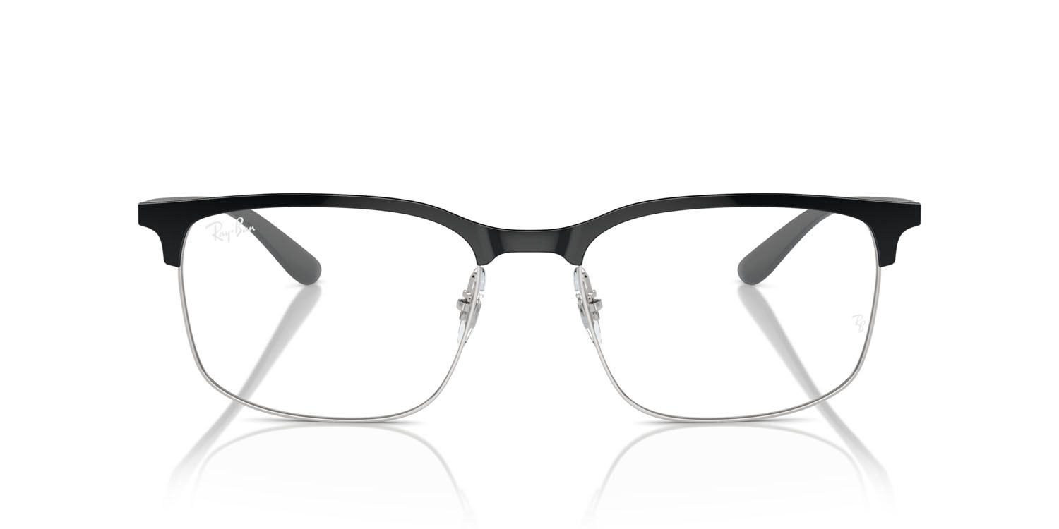 Eyeglasses Ray-Ban RX 6518 (3163) - RB 6518 3163 color nero su argento shape square lenses trasparente