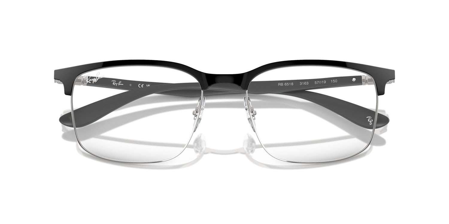 Eyeglasses Ray-Ban RX 6518 (3163) - RB 6518 3163 color nero su argento shape square lenses trasparente