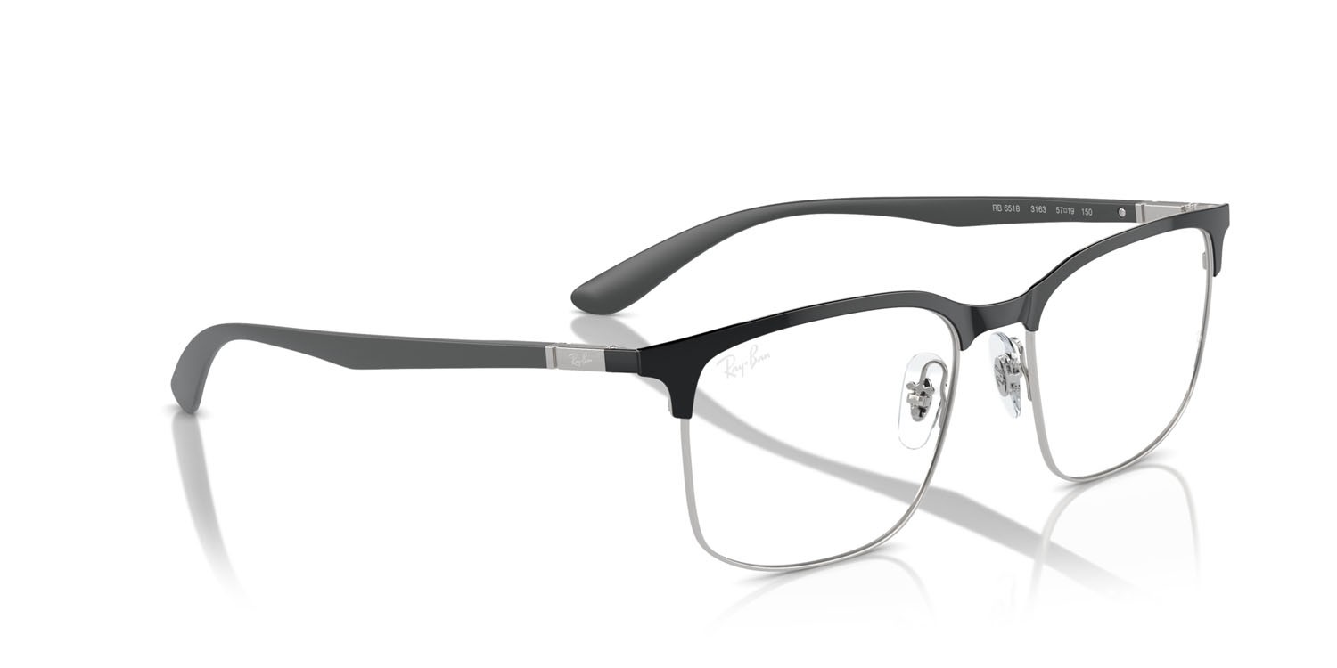 Eyeglasses Ray-Ban RX 6518 (3163) - RB 6518 3163 color nero su argento shape square lenses trasparente