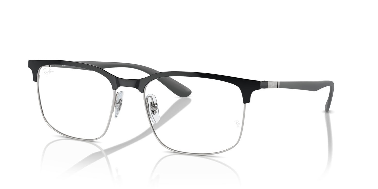 Eyeglasses Ray-Ban RX 6518 (3163) - RB 6518 3163 color nero su argento shape square lenses trasparente