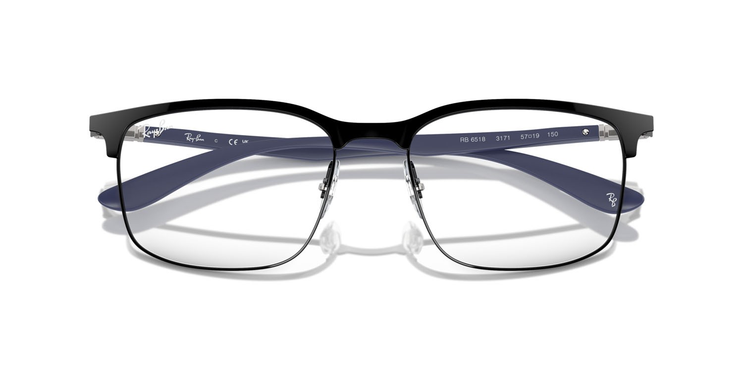 Eyeglasses Ray-Ban RX 6518 (3171) - RB 6518 3171 color nero su nero shape square lenses trasparente