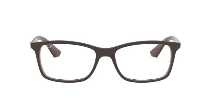 Eyeglasses Ray-Ban RX 7047 (5451) - RB 7047 5451 color matte trasp brown shape rectangle lenses demo lens