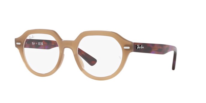 Brillen Ray-Ban Gina RX 7214 (8258) - RB 7214 8258 farbe tortora form quadratisch gläser trasparente