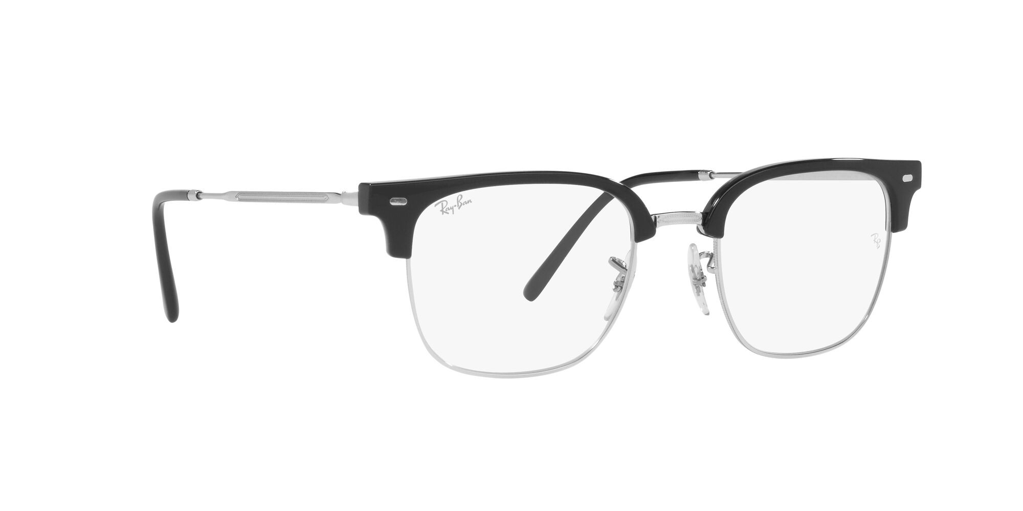 Eyeglasses Ray-Ban New Clubmaster RX 7216 (2000) - RB 7216 2000 color nero su argento shape square lenses trasparente