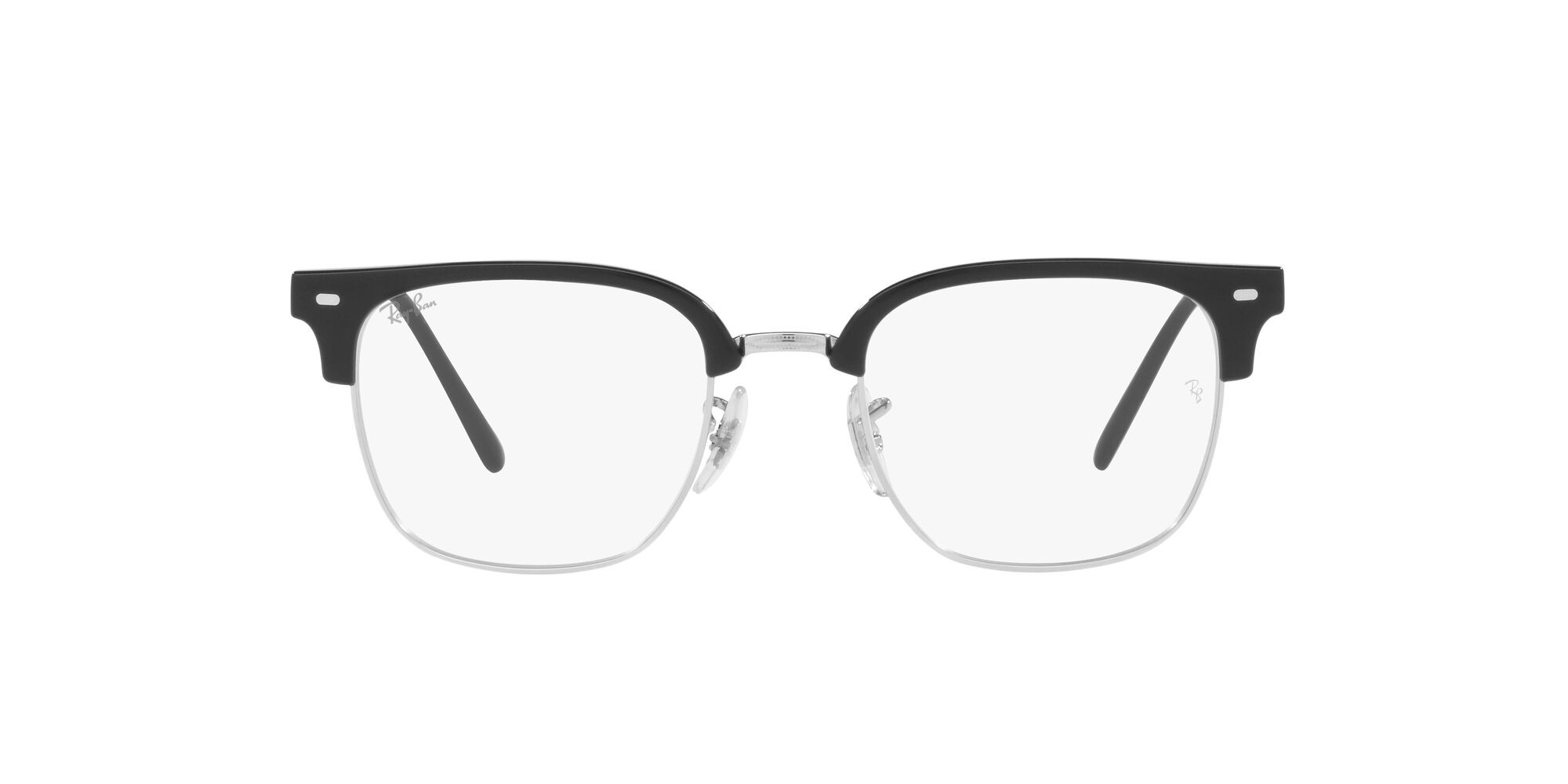 Eyeglasses Ray-Ban New Clubmaster RX 7216 (2000) - RB 7216 2000 color nero su argento shape square lenses trasparente
