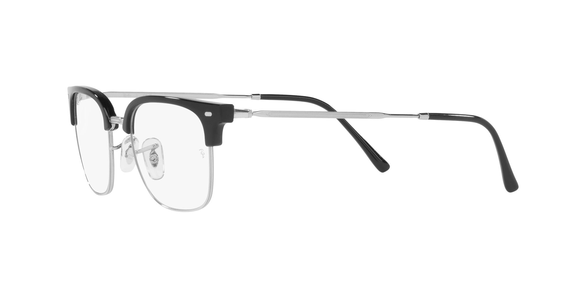 Eyeglasses Ray-Ban New Clubmaster RX 7216 (2000) - RB 7216 2000 color nero su argento shape square lenses trasparente