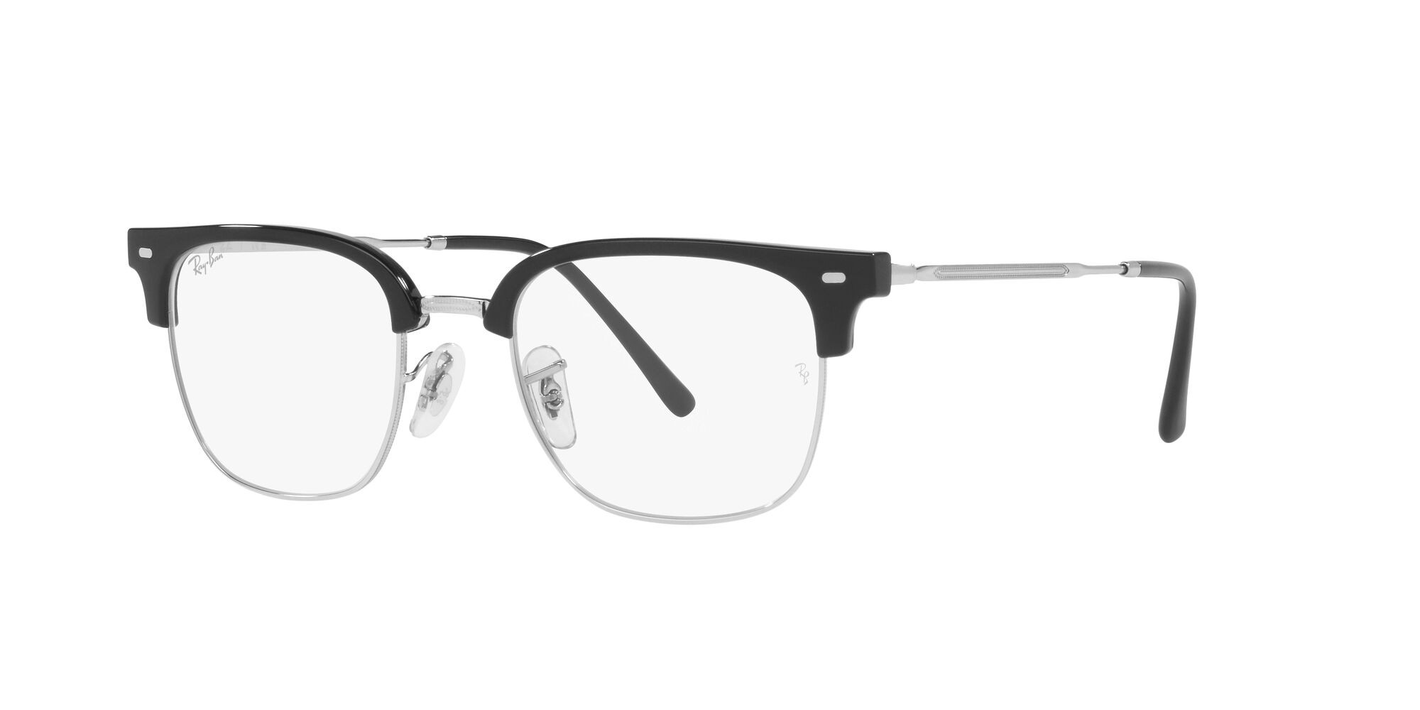 Eyeglasses Ray-Ban New Clubmaster RX 7216 (2000) - RB 7216 2000 color nero su argento shape square lenses trasparente