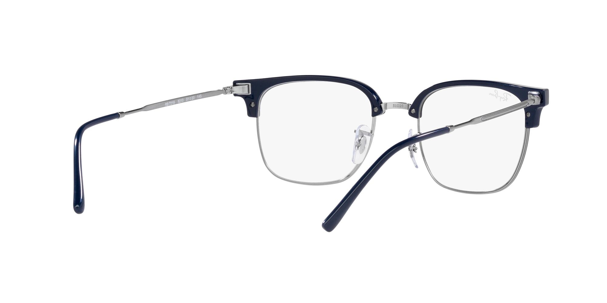 Eyeglasses Ray-Ban New Clubmaster RX 7216 (8210) - RB 7216 8210 color blu su gunmetal shape square lenses lente demo