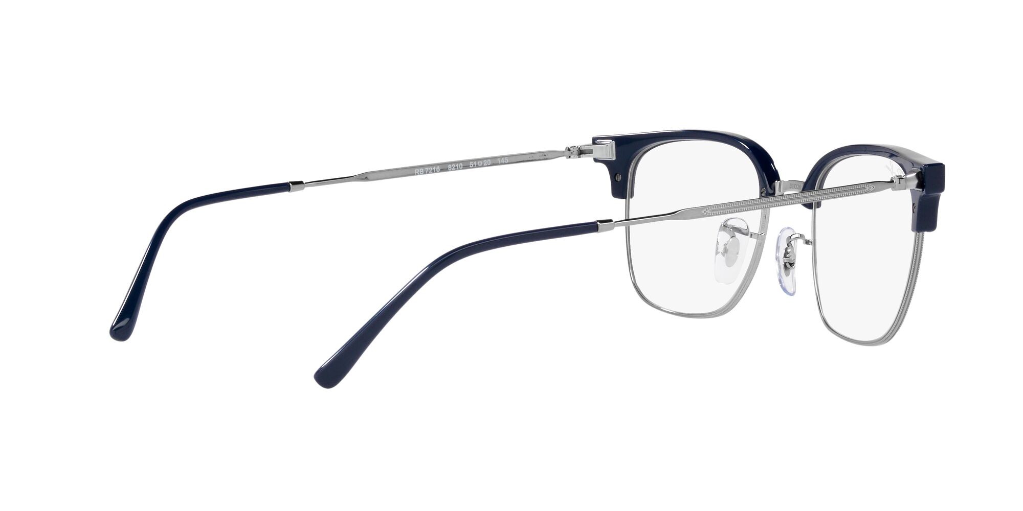Eyeglasses Ray-Ban New Clubmaster RX 7216 (8210) - RB 7216 8210 color blu su gunmetal shape square lenses lente demo