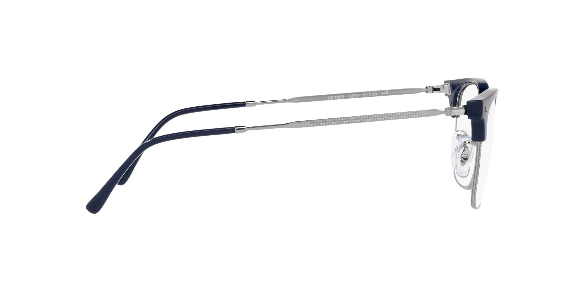 Eyeglasses Ray-Ban New Clubmaster RX 7216 (8210) - RB 7216 8210 color blu su gunmetal shape square lenses lente demo