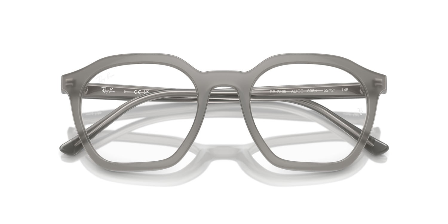 Brillen Ray-Ban Alice RX 7238 (8354) - RB 7238 8354 farbe grigio opale form unregelmäßig gläser trasparente