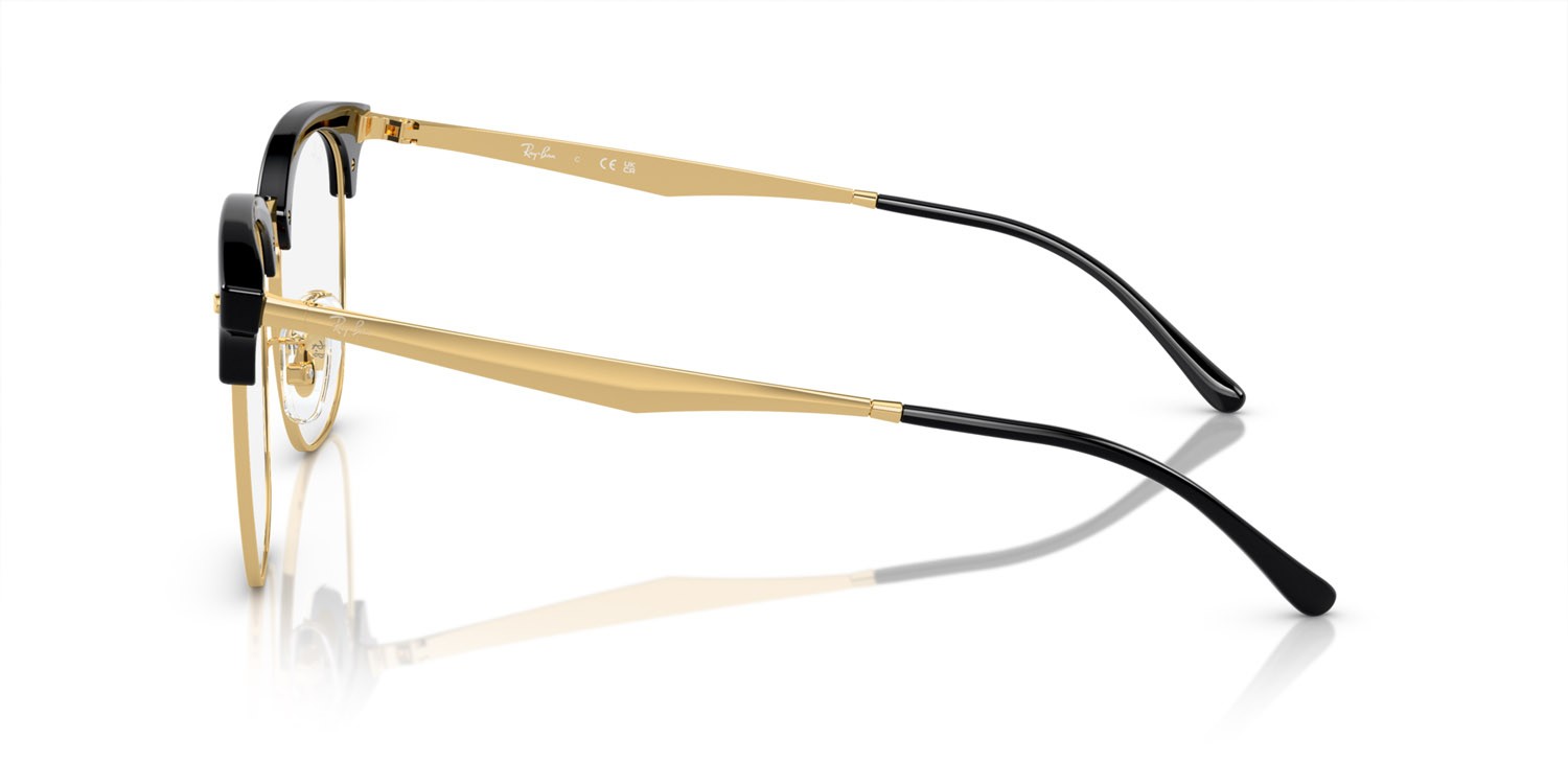 Eyeglasses Ray-Ban RX 7318D (8239) - RB 7318D 8239 color nero su oro shape square lenses lente demo