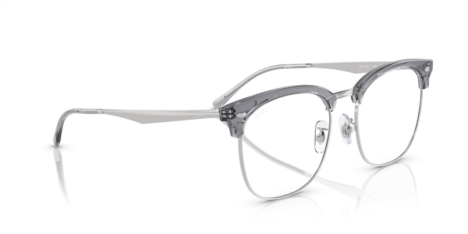Occhiali da vista Ray-Ban RX 7318D (8326) - RB 7318D 8326 colore grigio trasparente su argento forma quadrato lenti lente demo
