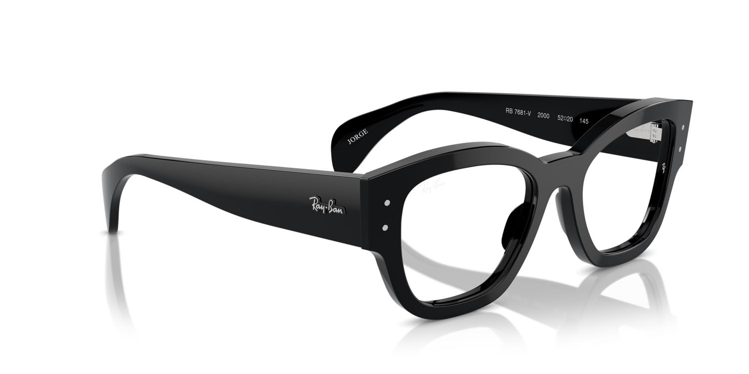 Occhiali da vista Ray-Ban Jorge RX 7681V (2000) - RB 7681V 2000 colore nero forma quadrato lenti trasparente