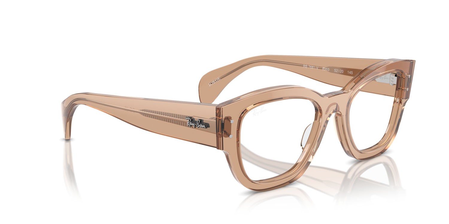Occhiali da vista Ray-Ban Jorge RX 7681V (8353) - RB 7681V 8353 colore marrone chiaro trasparente forma quadrato lenti trasparente