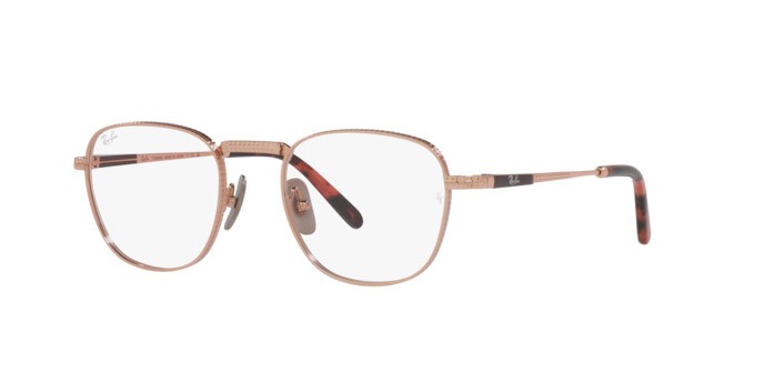 Brillen Ray-Ban Frank Titanium RX 8258V (1236) - RB 8258V 1236 farbe rose gold form quadratisch gläser demo lens