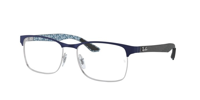 Eyeglasses Ray-Ban RX 8416 (3016) - RB 8416 3016 color silver on top matte blue shape square lenses demo lens
