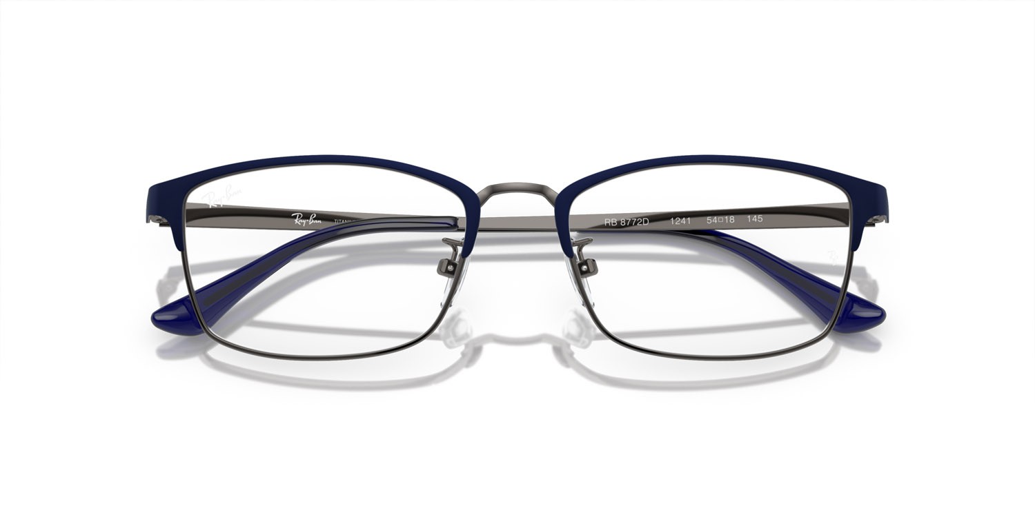 Eyeglasses Ray-Ban RX 8772D (1241) - RB 8772D 1241 color blu scuro su gunmetal shape square lenses lente demo