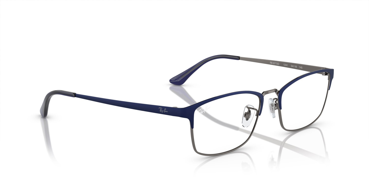 Eyeglasses Ray-Ban RX 8772D (1241) - RB 8772D 1241 color blu scuro su gunmetal shape square lenses lente demo