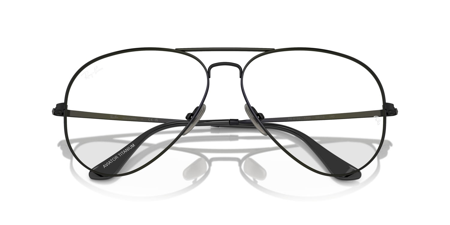 Occhiali da vista Ray-Ban Aviator Titanium RX 8789 (1244) - RB 8789 1244 colore nero forma aviator lenti trasparente