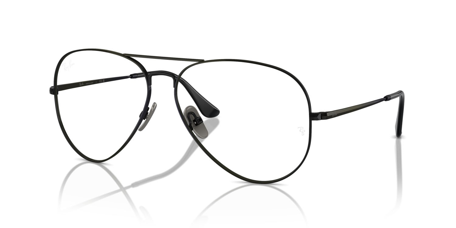 Occhiali da vista Ray-Ban Aviator Titanium RX 8789 (1244) - RB 8789 1244 colore nero forma aviator lenti trasparente