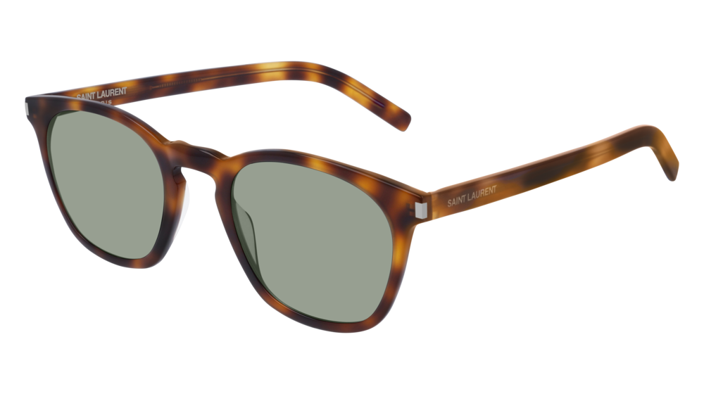 Sunglasses Saint Laurent Classic SL 28 SLIM-002 color havana shape rectangle lenses green