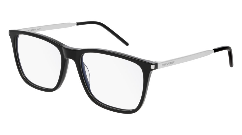 Eyeglasses Saint Laurent Classic SL 345-001 color silver shape rectangle lenses transparent