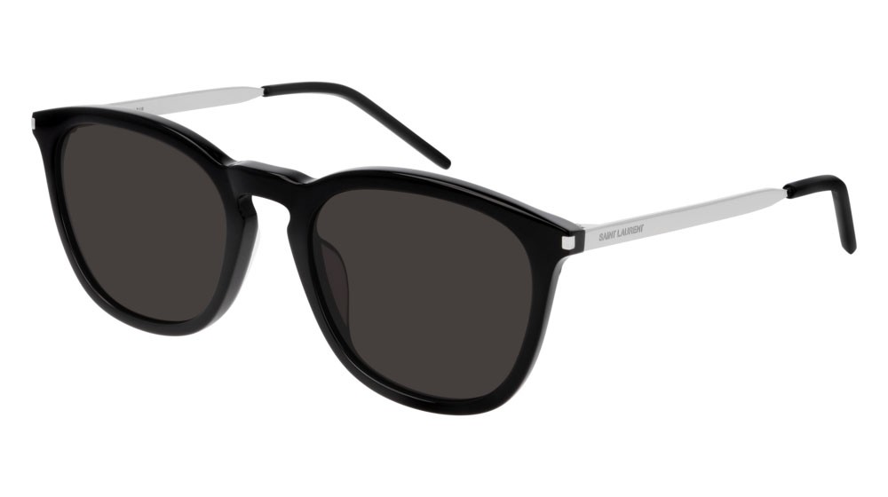 Sunglasses Saint Laurent Classic SL 360-001 color silver shape round lenses black
